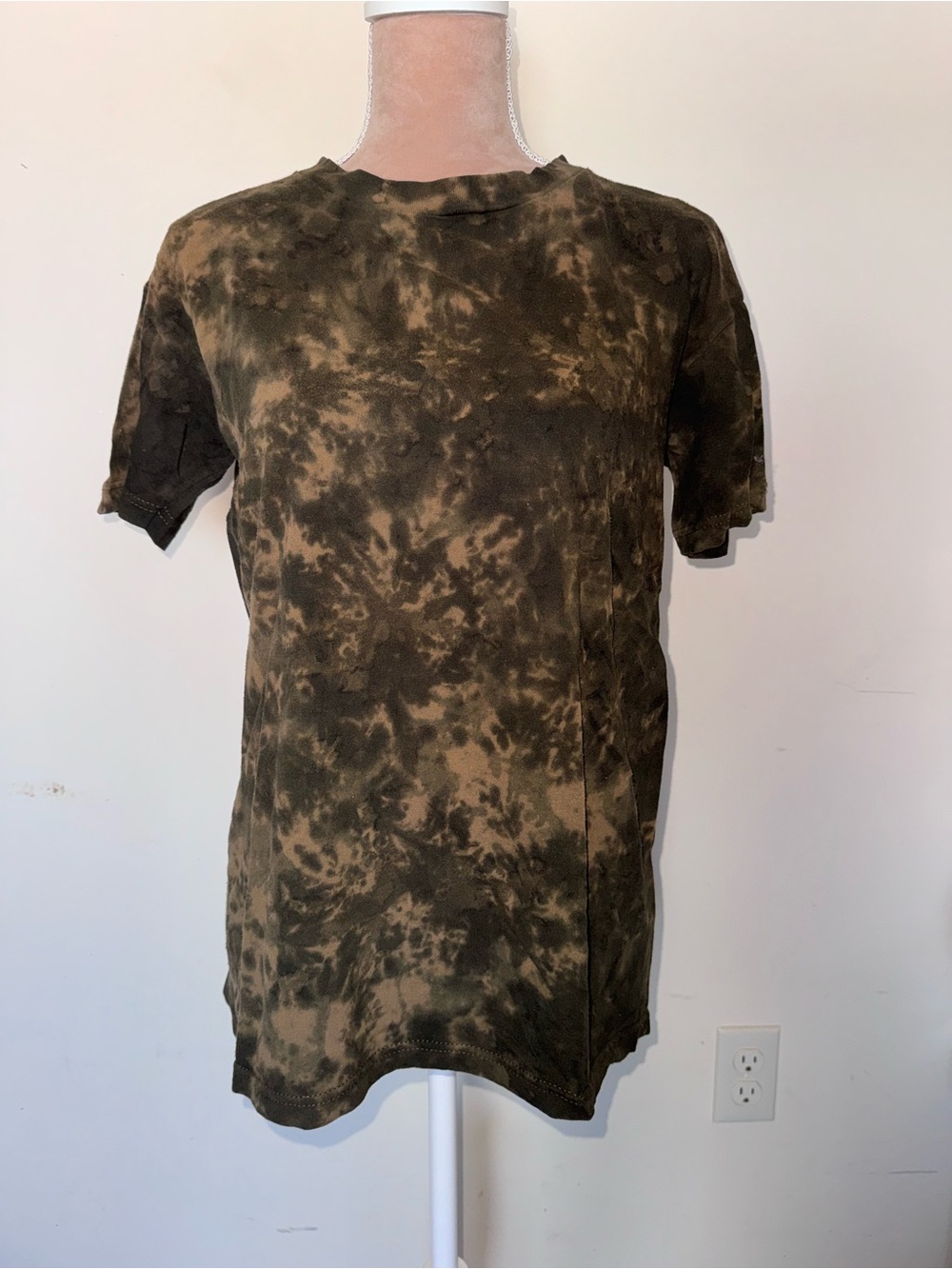Women’s Tie-Dye Acid wash Black & Brown Short Sleeve Tee